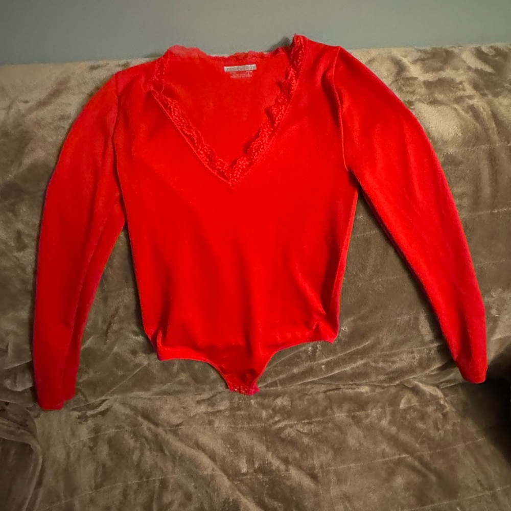 Forever 21 Red V-Neck Lace Sweater